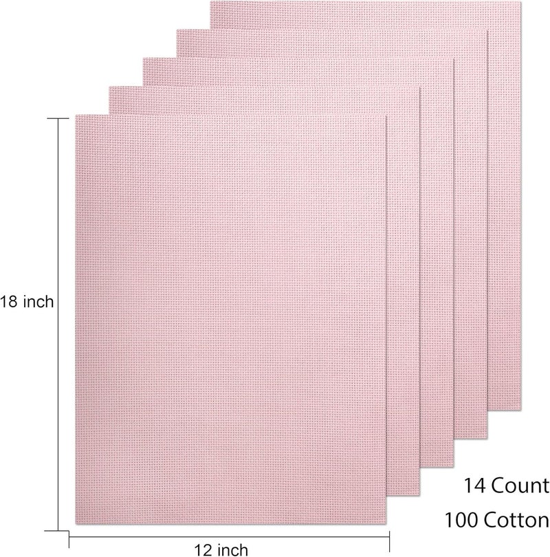 Donmon Aida Cloth 14 Count Cross Stitch Fabric,12×18inch,5Pcs (Pink) - Image 4